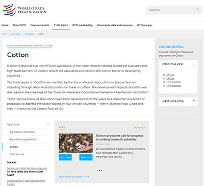 WTO  WTO, ITC and UNCTAD initiative on cotton by-products